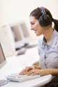 Woman listening with headphones